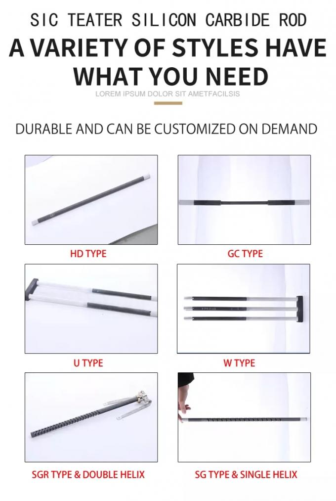 U Shape High Temperature Spiral  Silicon Carbide Electric Heating Elements Sic Heater For Furnace 1400°C 1